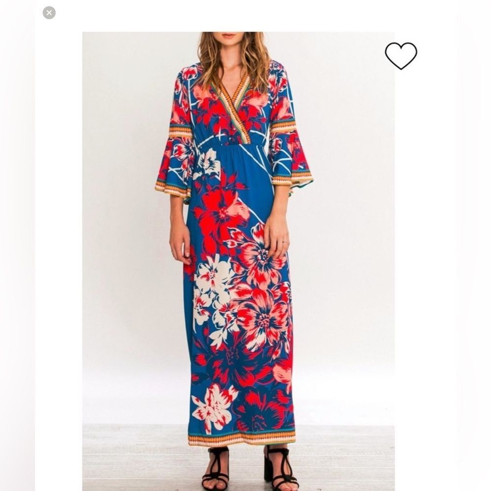 FLYING TOMATO ISABELLA MAXI‎ DRESS WITH BELL SLEEVES